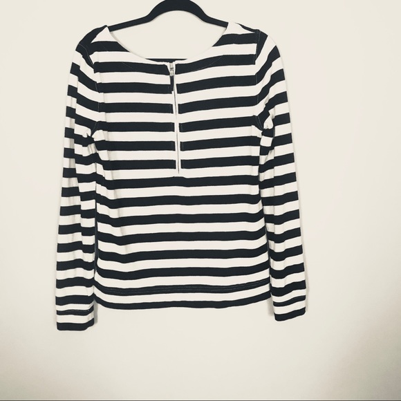 ✨J.Crew Black/White Back-Zip Long-Sleeve Pullover - Picture 2 of 4